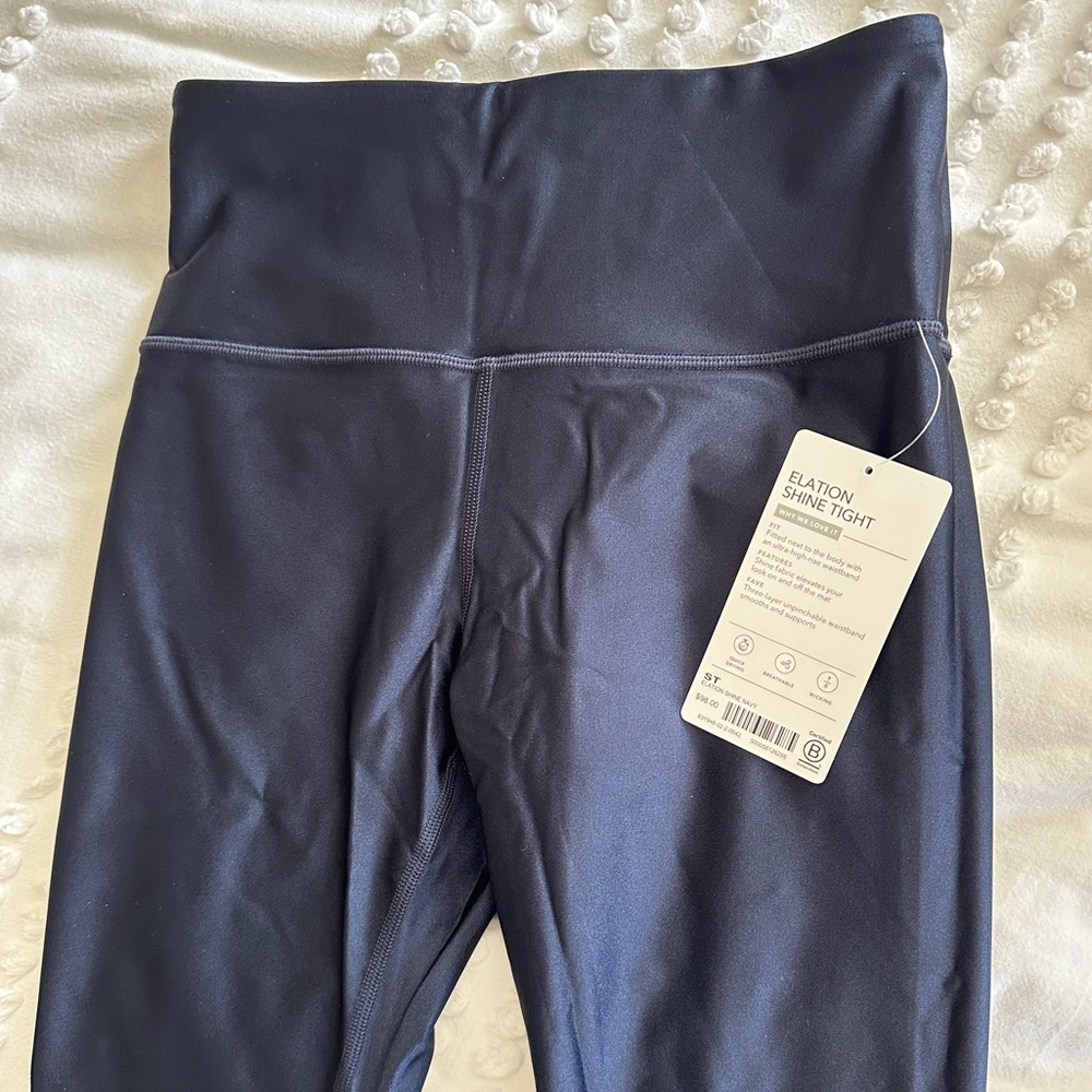 NWT Athleta Elation Shine Tight navy leggings, women's size small